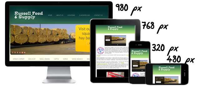 Responsive website design for russell feed